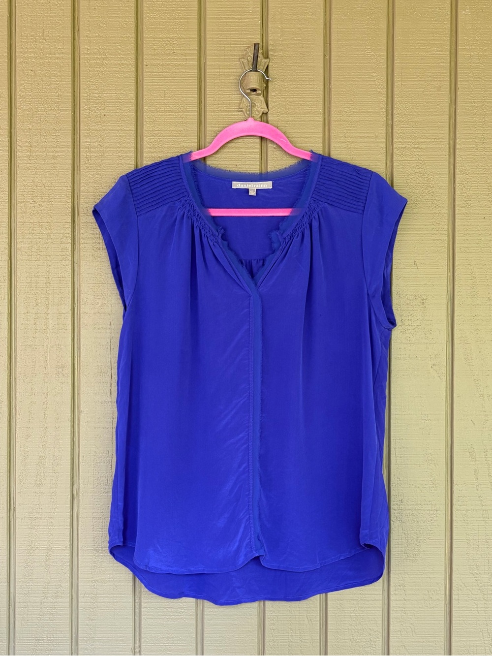 Daniel Rainn 100% Silk Cobalt Blue Pintuck Blouse L